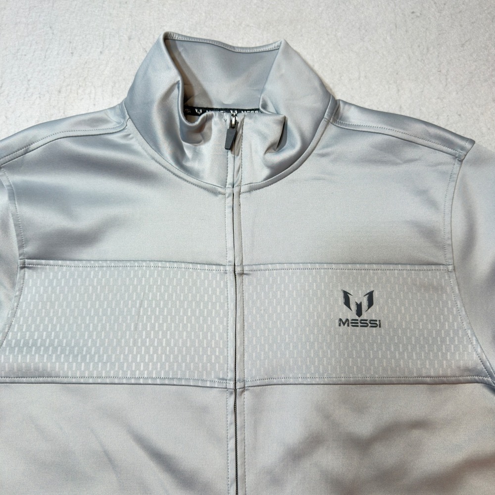 Messi Collection Track Jacket Mens Large Gray NEW Full Zip Sport Performance‎